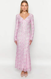 Zach Pink Long Sleeve Maxi Dress